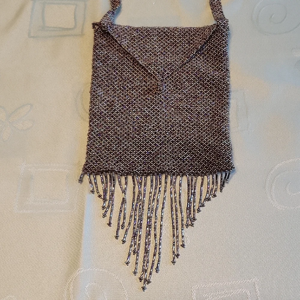Chic Beaded Purse with Fringe - Picture 3 of 6